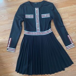 Maje pleated long sleeve dress